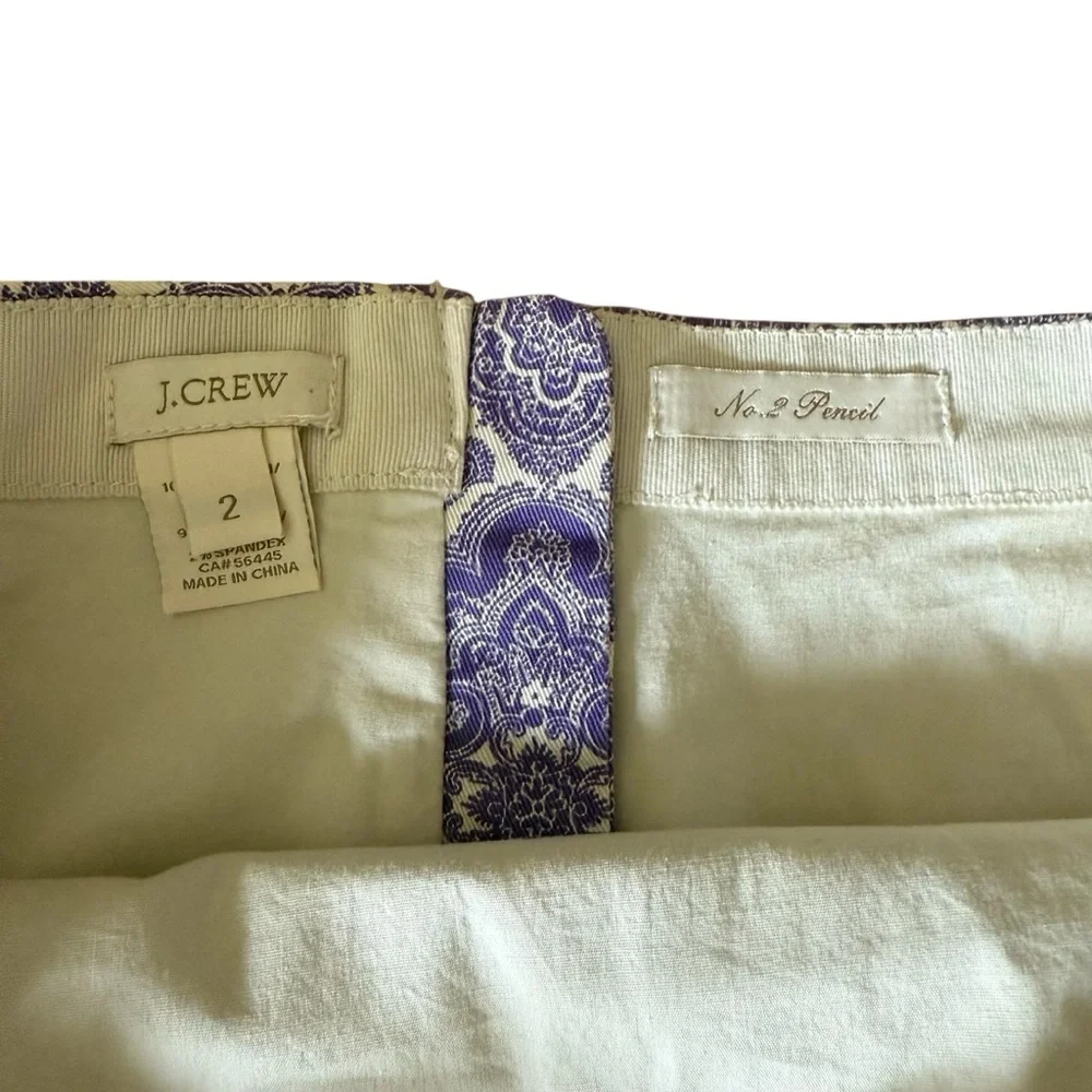 J.Crew No. 2 Pencil Skirt Purple Damask Jacquard Size 2